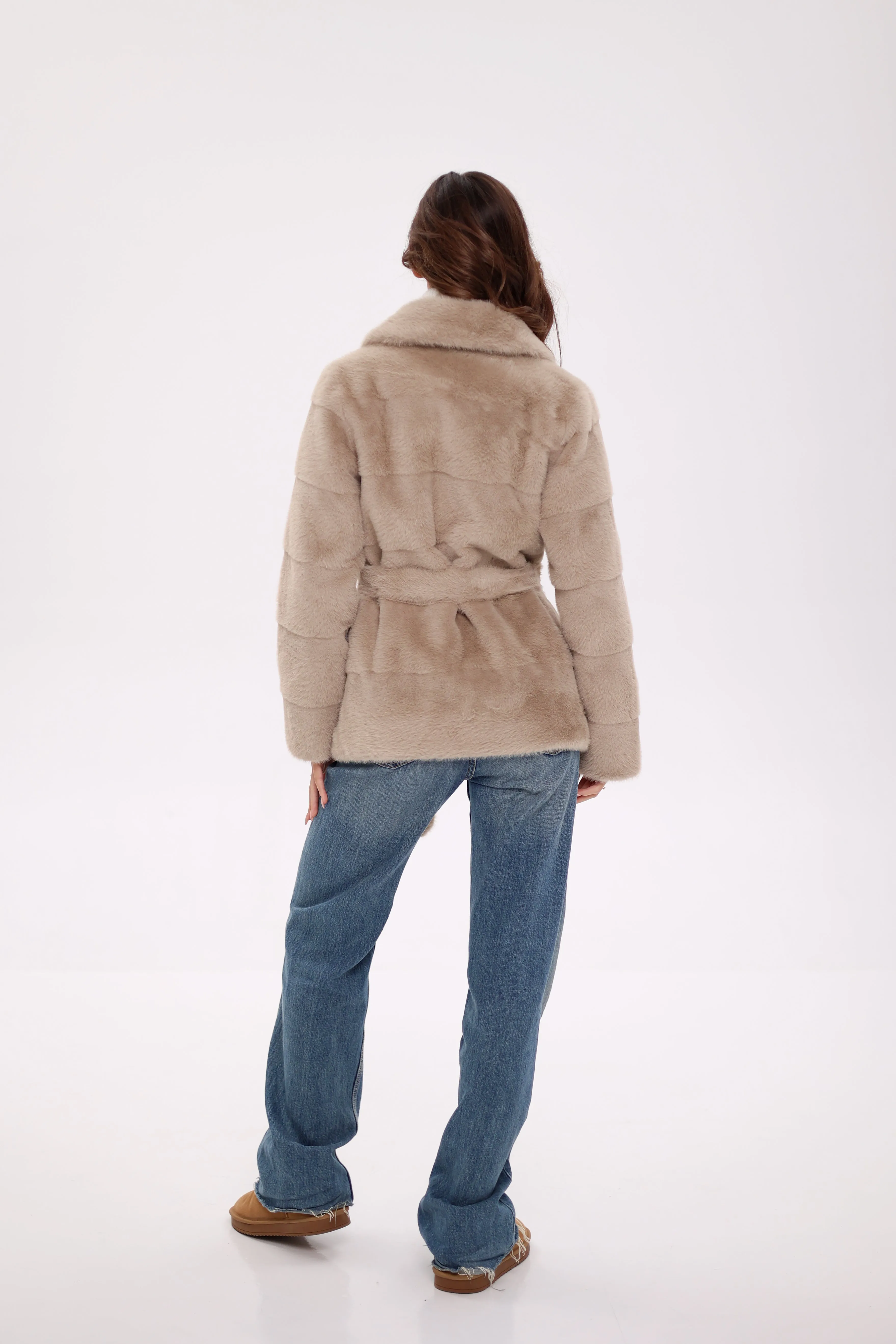 Pre-Order. Ships November 25. Faux Mink Effect Fur Coat