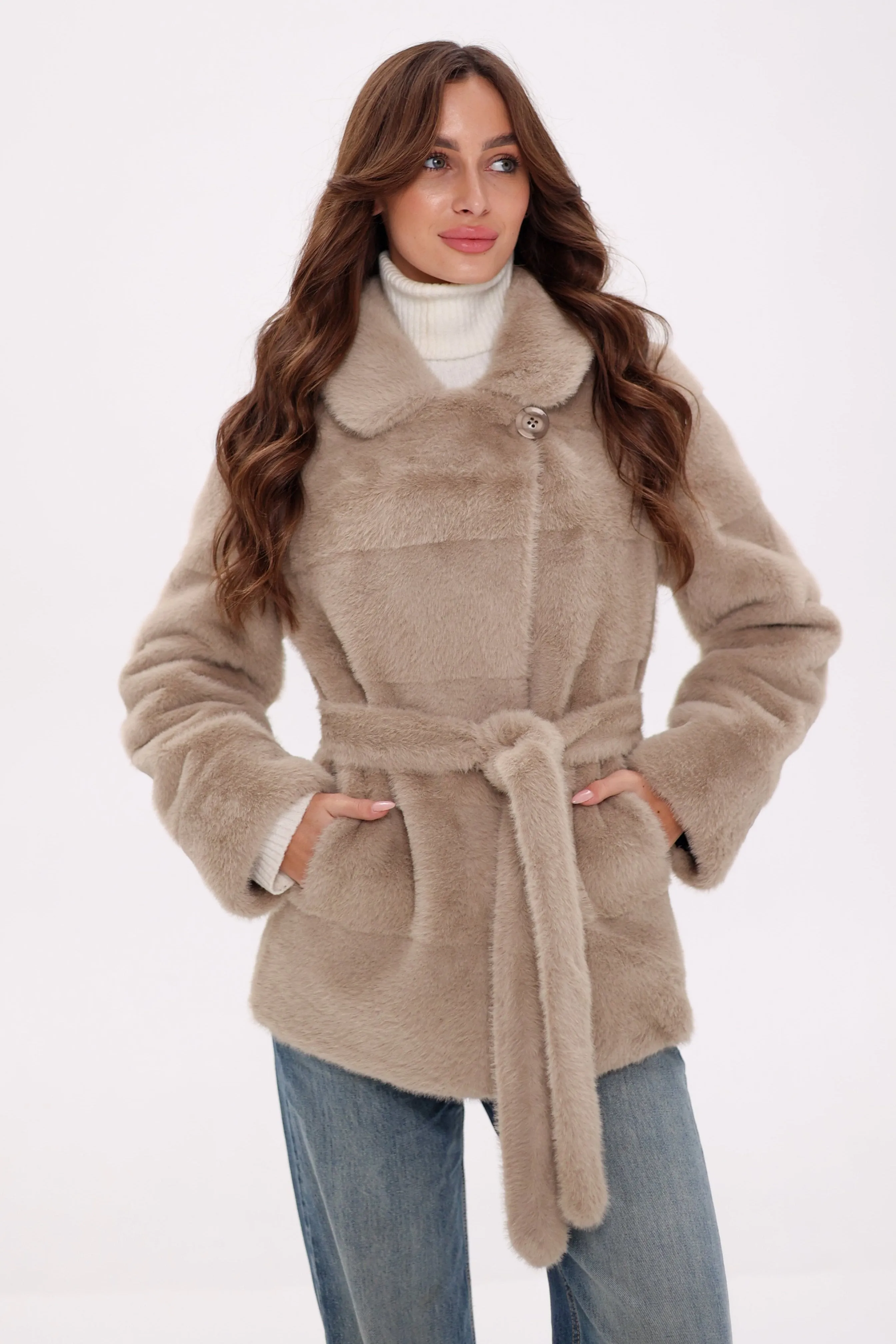 Pre-Order. Ships November 25. Faux Mink Effect Fur Coat