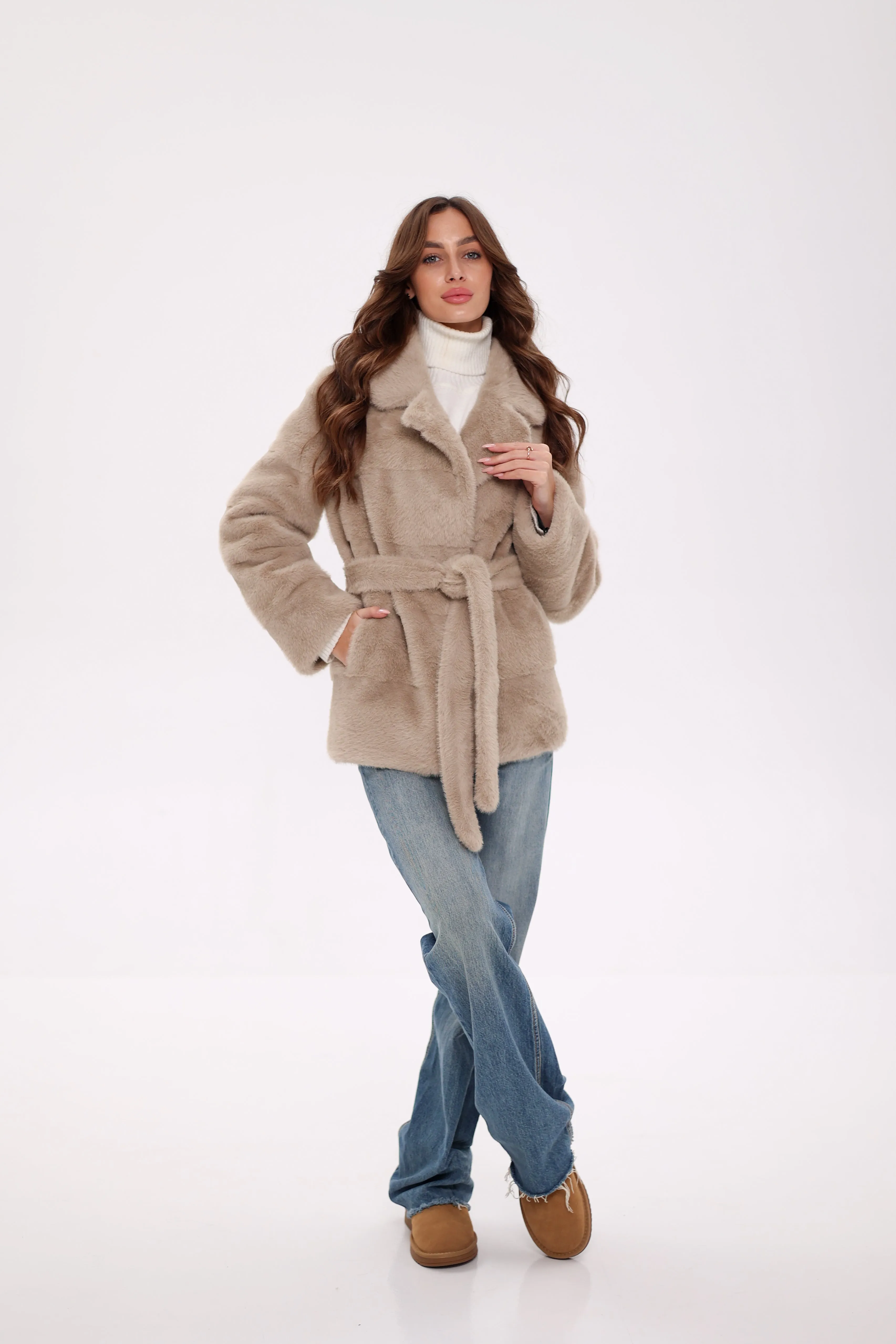 Pre-Order. Ships November 25. Faux Mink Effect Fur Coat