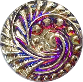 Purple   Silver Swirl Volcano Czech Glass Button 18mm/ 3/4"  # CZ 258