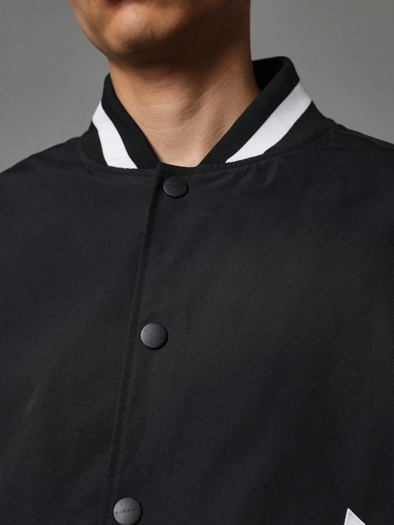 Regular Fit Nylon Souvenir Jacket With Piping