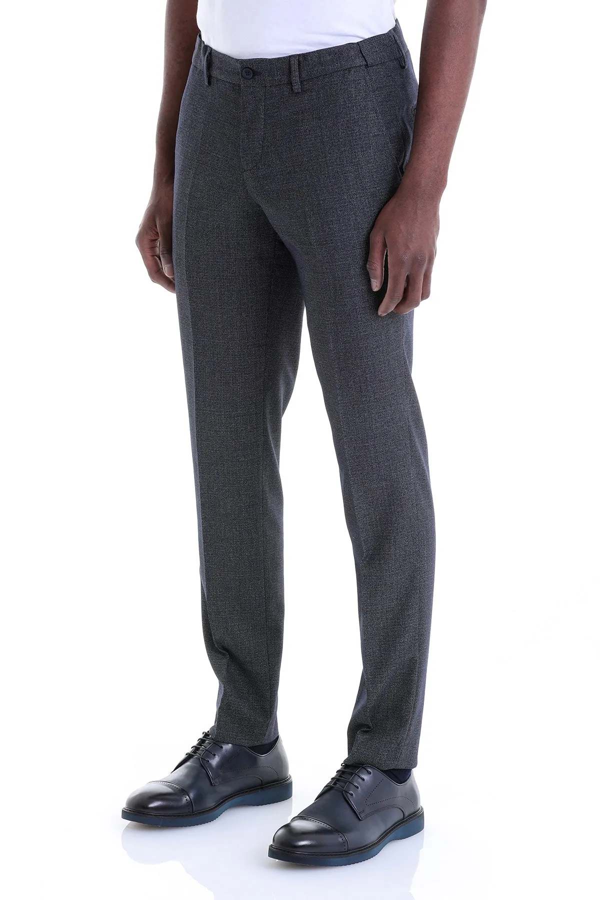 Regular Fit Side Pocket Navy Dress Pants