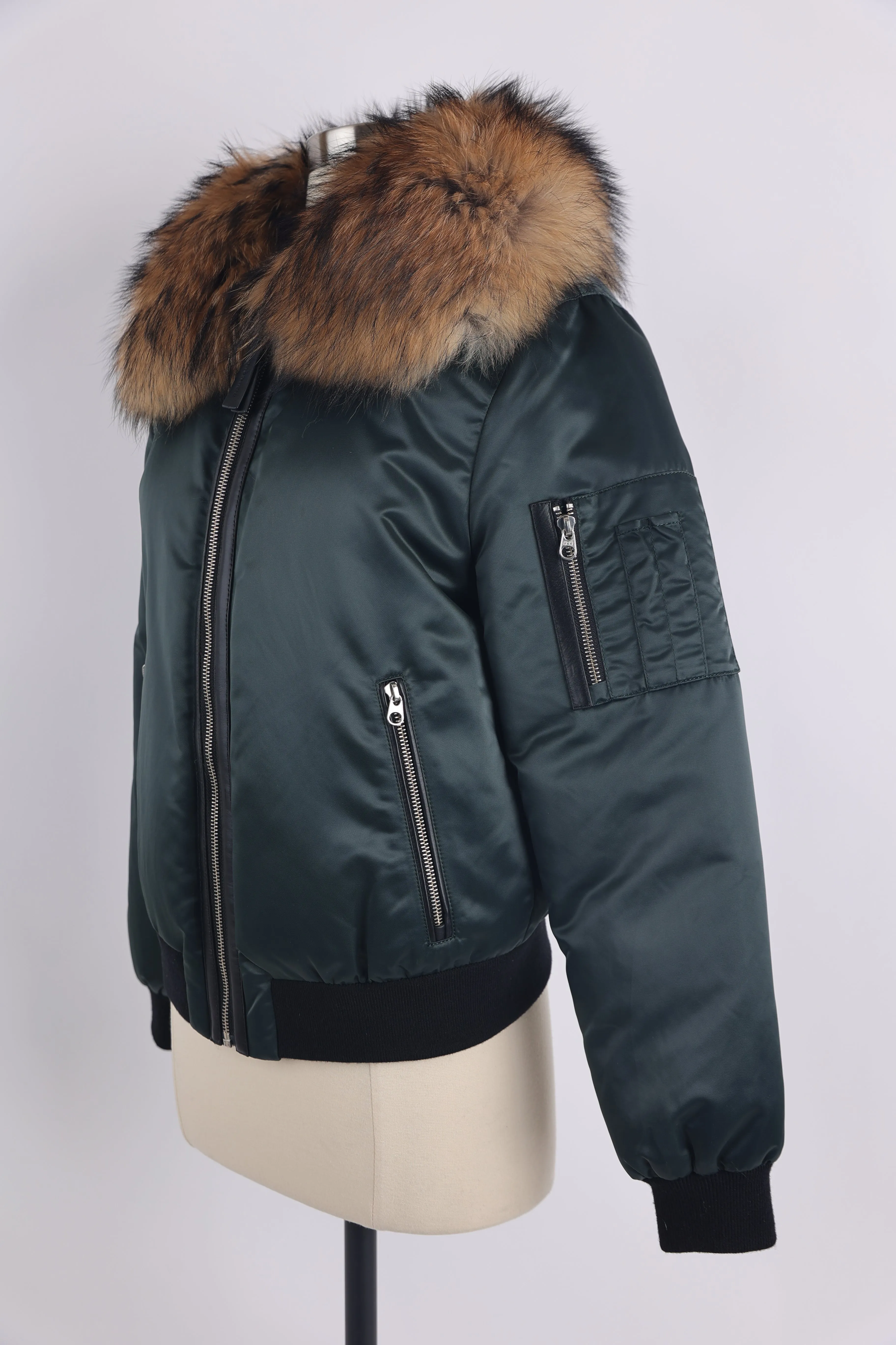 Rella Fur Trim Down Bomber Jacket