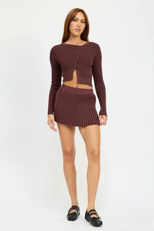 RIBBED KNIT MINI SKIRT