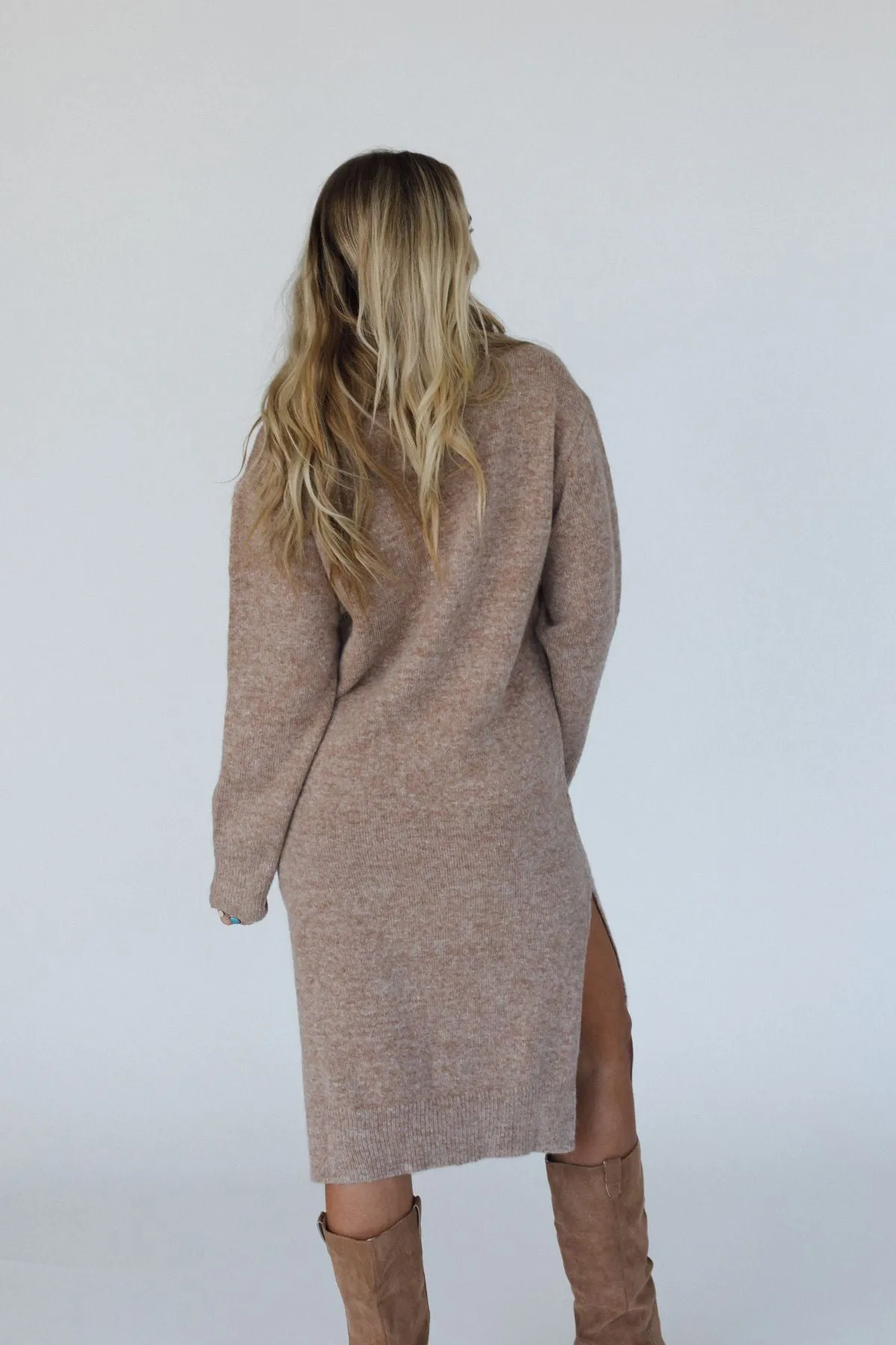 Rustic Grace Sweater Dress - Latte