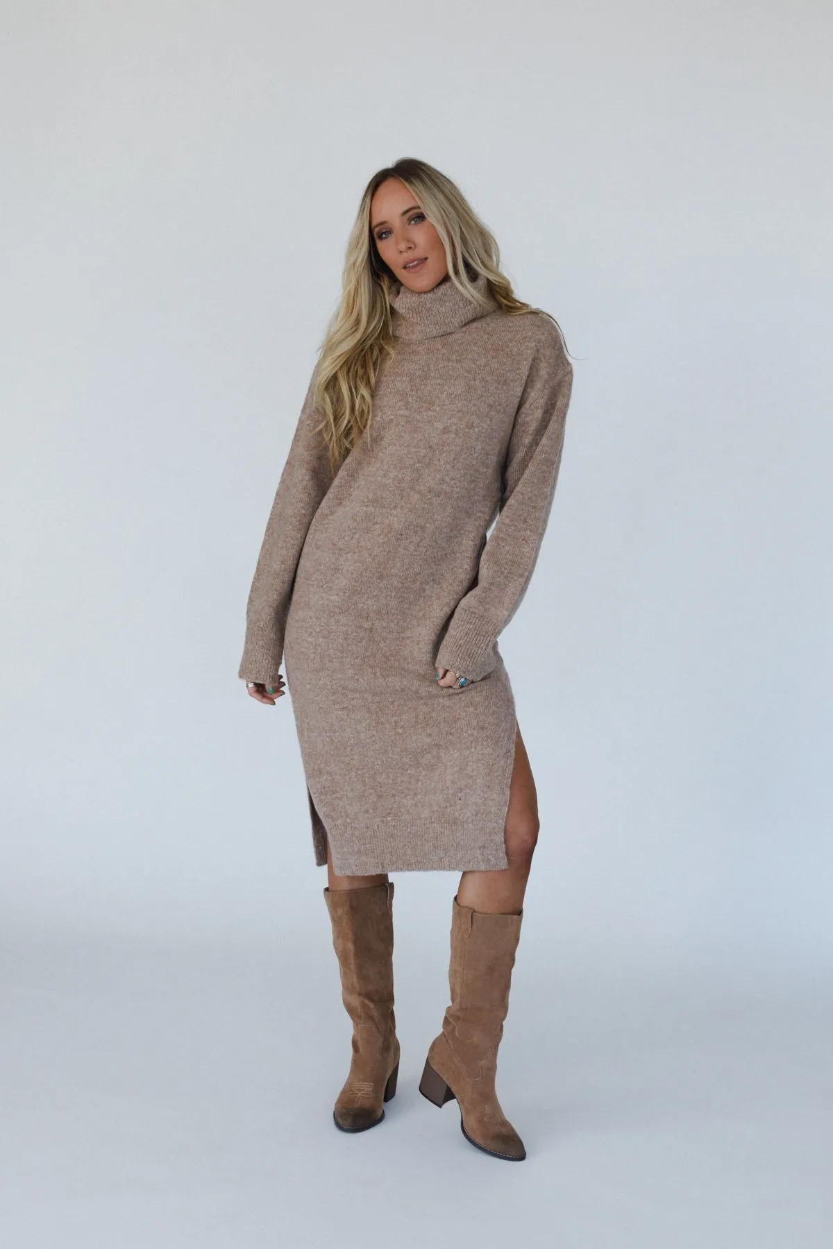 Rustic Grace Sweater Dress - Latte