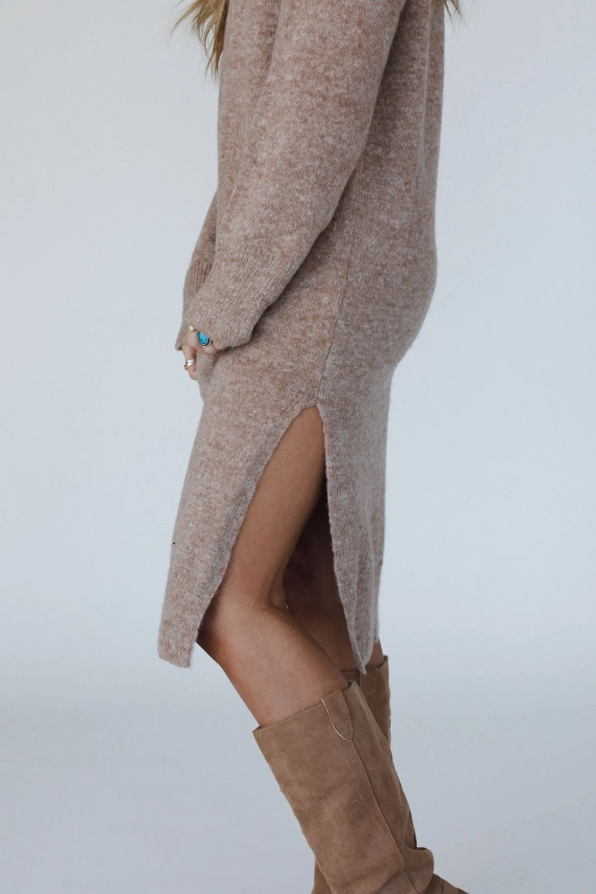 Rustic Grace Sweater Dress - Latte