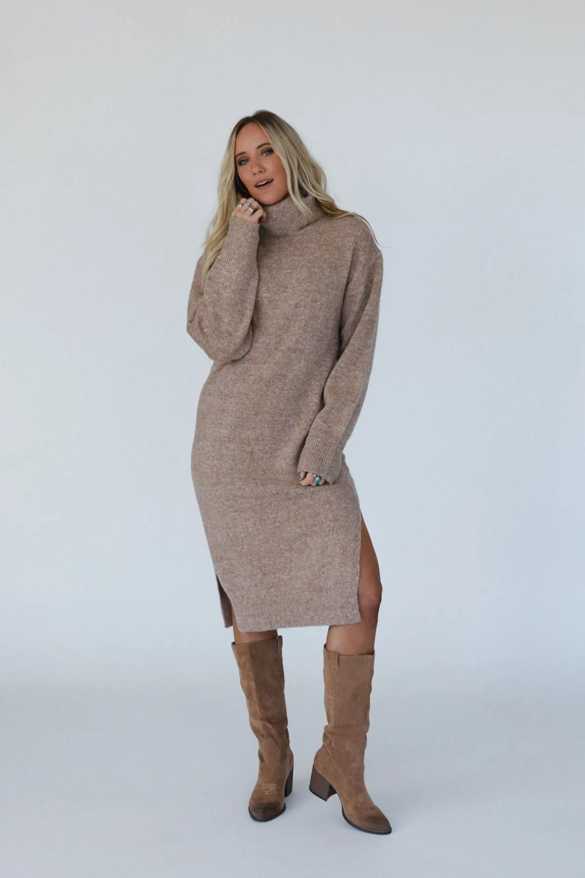 Rustic Grace Sweater Dress - Latte