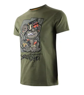 S11307-MONKEY APPLIQUE PREMIUM T-SHIRTS (OLIVE)