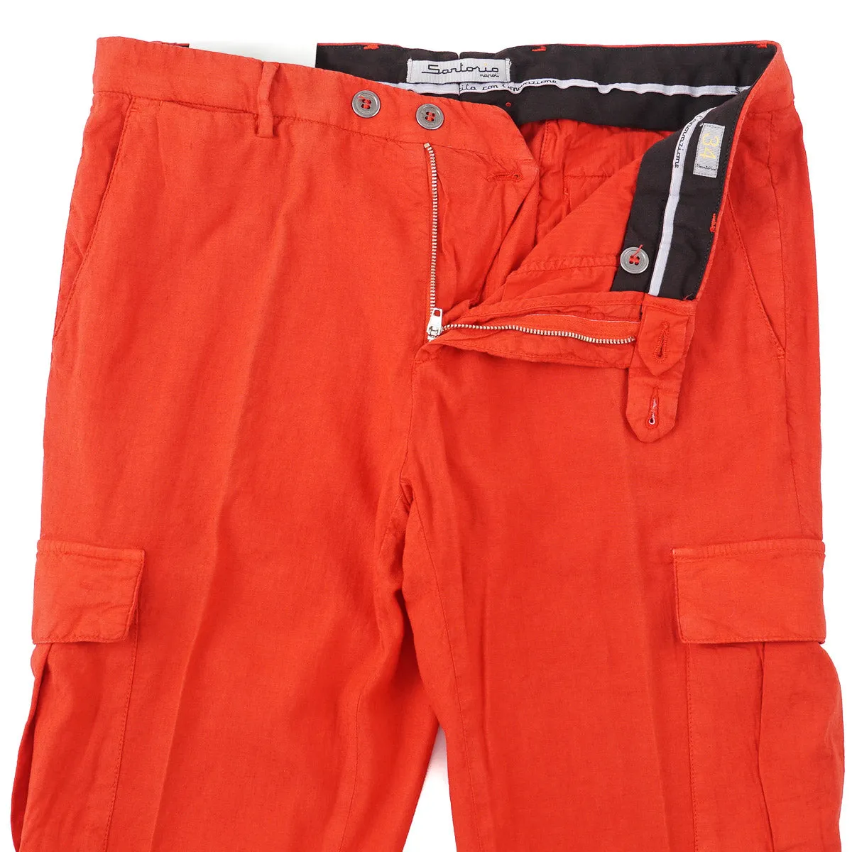 Sartorio Red Linen Cargo Pants