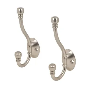 Satin Nickel Double Hat and Coat Hooks