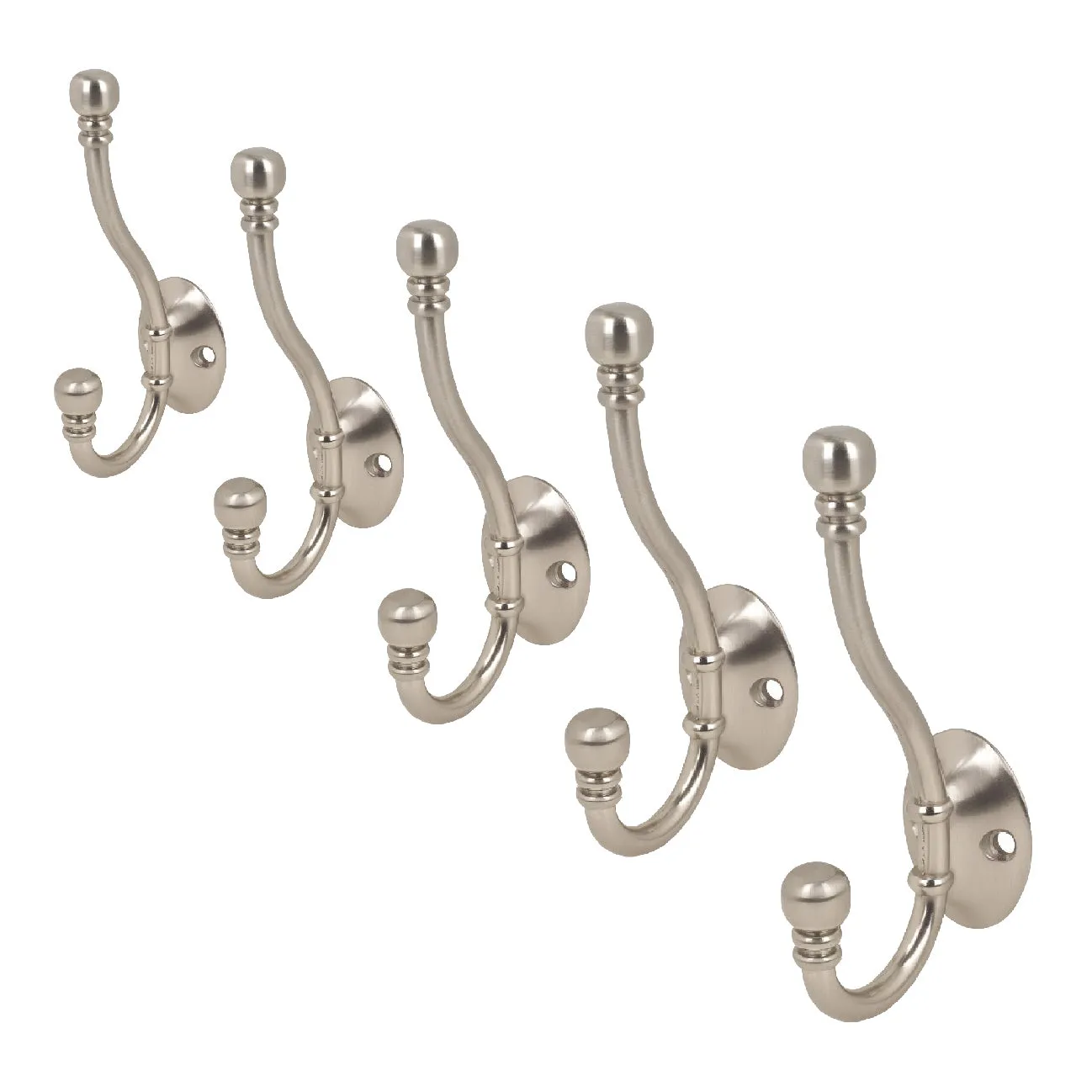 Satin Nickel Double Hat and Coat Hooks