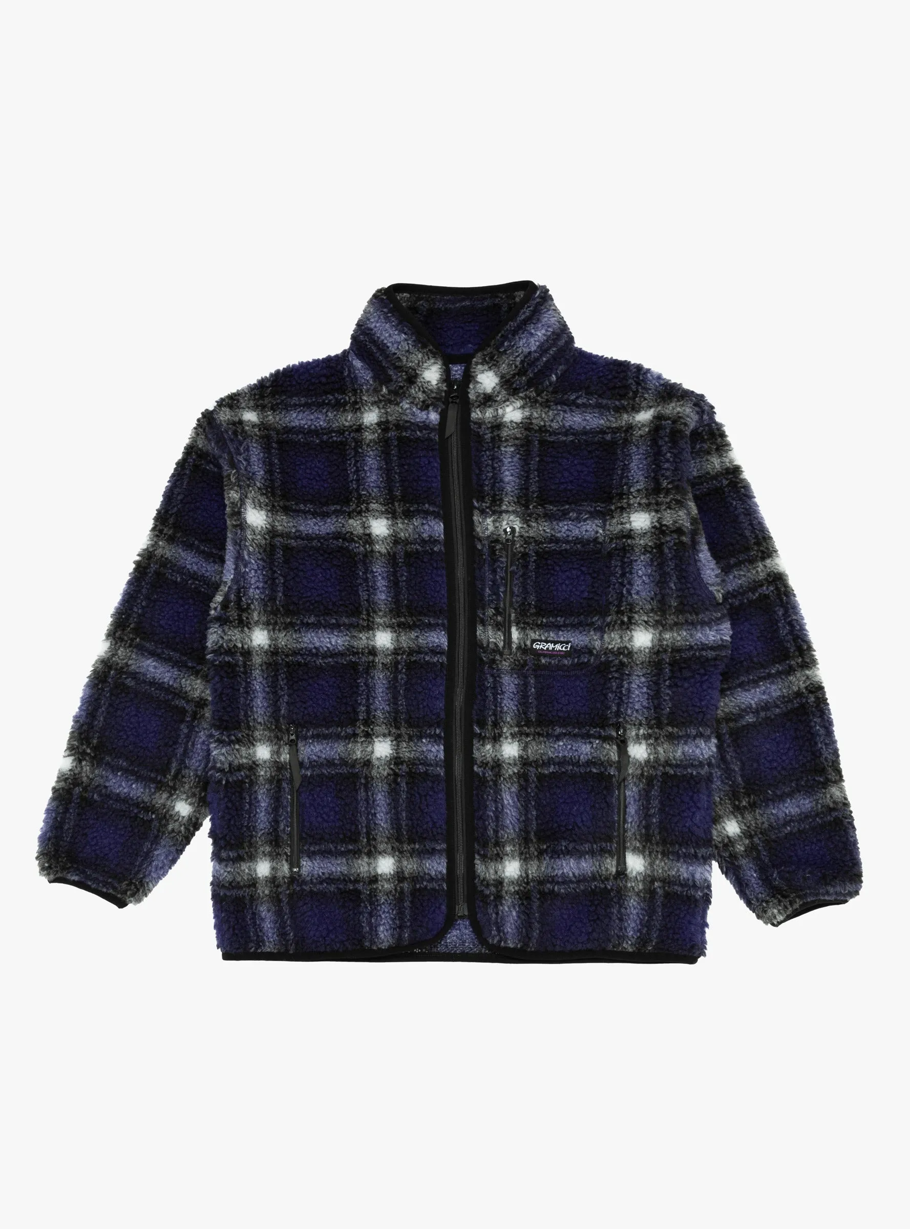 Shadow Plaid Sherpa Jacket Purple