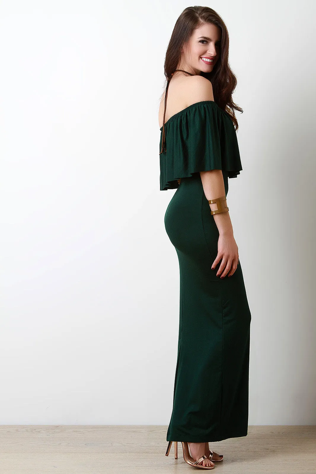 Simple Ruffle Off The Shoulder Maxi Dress