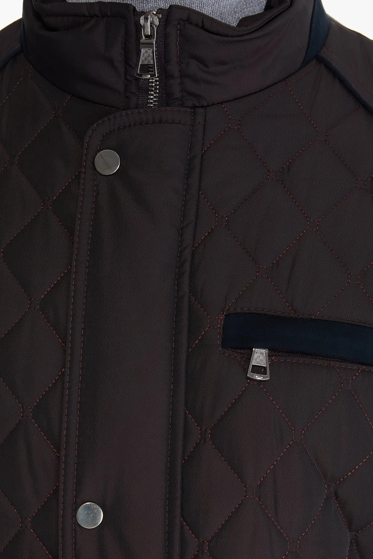 Slim Fit Burgundy Quilted Nivo Nebraska Coat