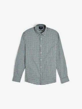 Slim Fit Navy & Green Block Check Brushed Cotton Shirt