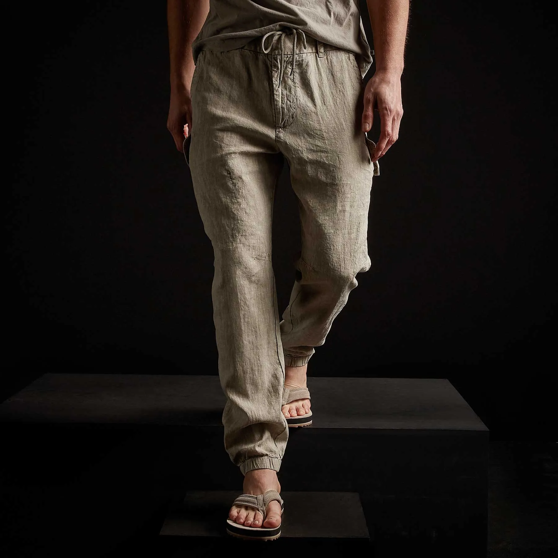 Slub Linen Cargo Pant - Mineral Pigment