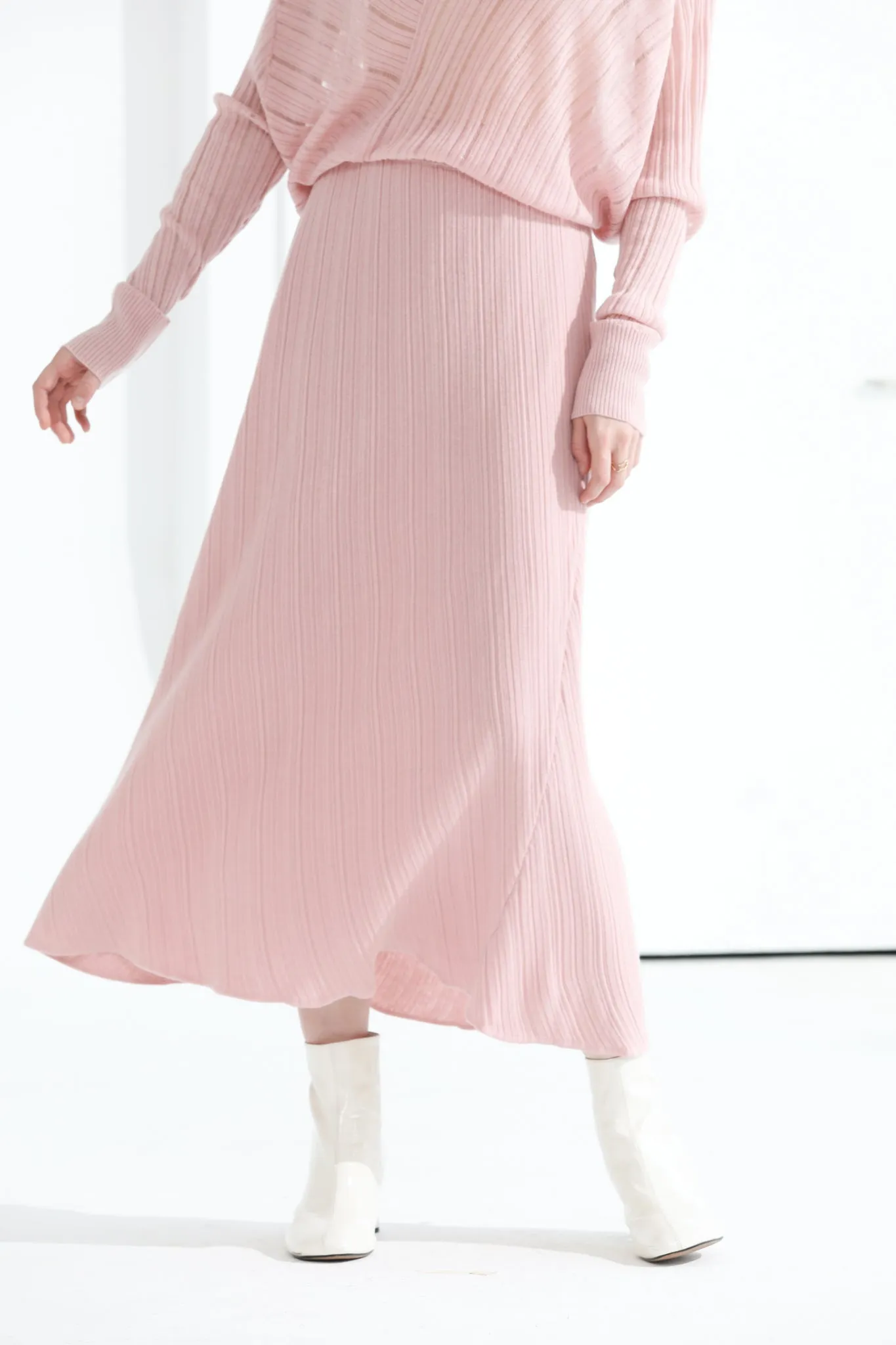 Sylphide | Amour Pink Wool Blend Knit Skirt