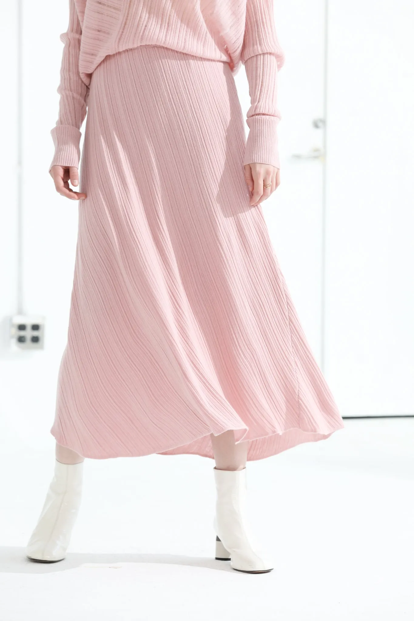 Sylphide | Amour Pink Wool Blend Knit Skirt