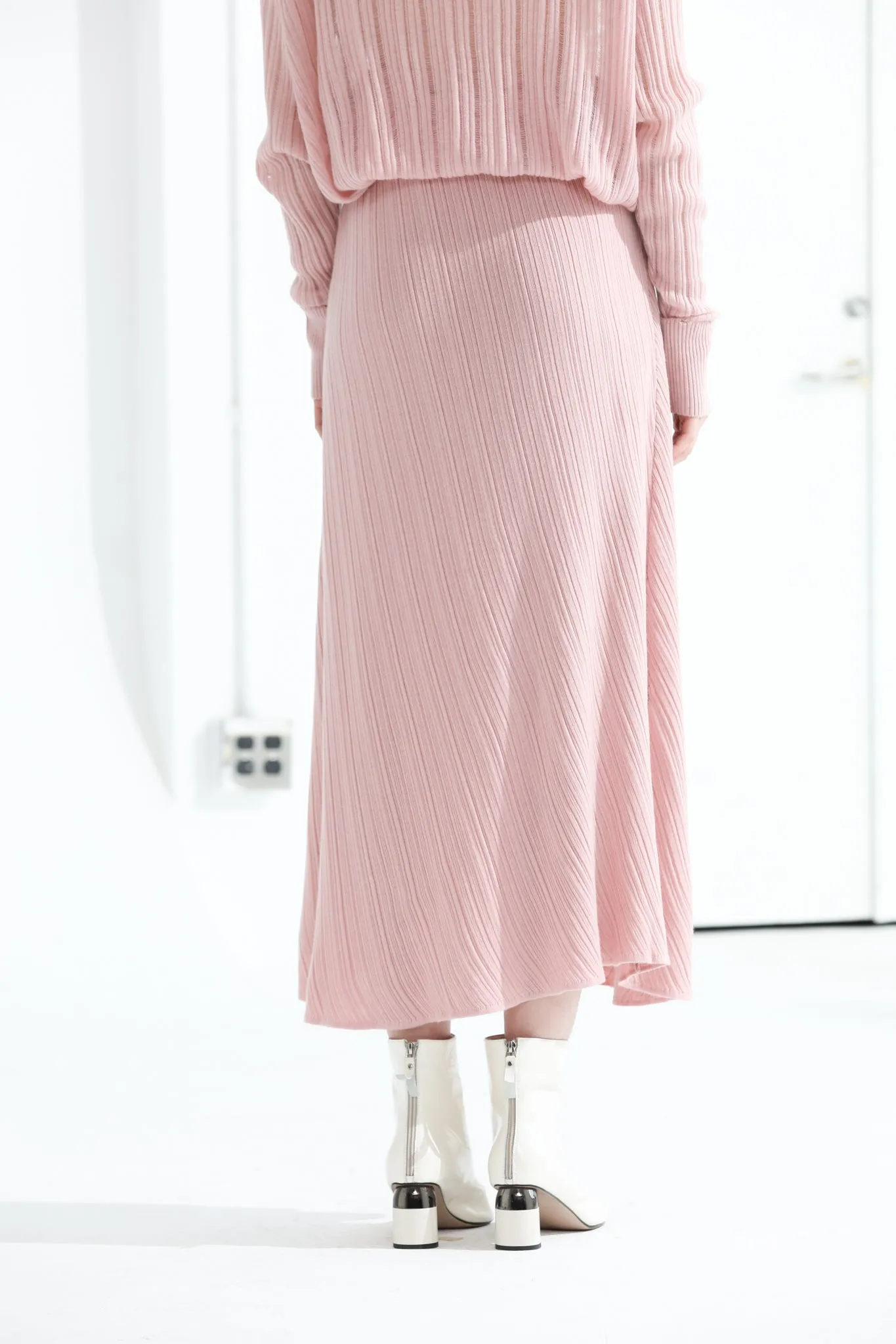 Sylphide | Amour Pink Wool Blend Knit Skirt