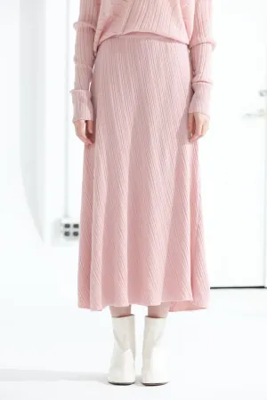 Sylphide | Amour Pink Wool Blend Knit Skirt