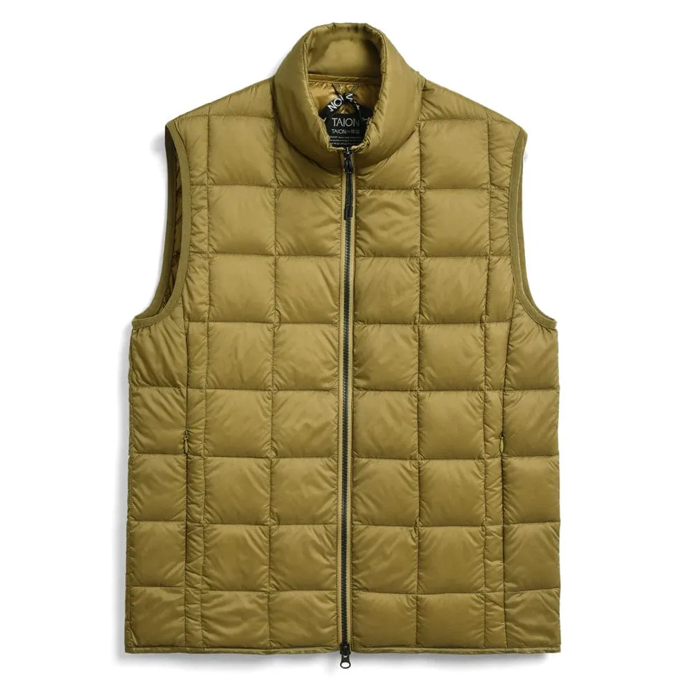 Taion Hi Neck W-Zip Down Vest Beige