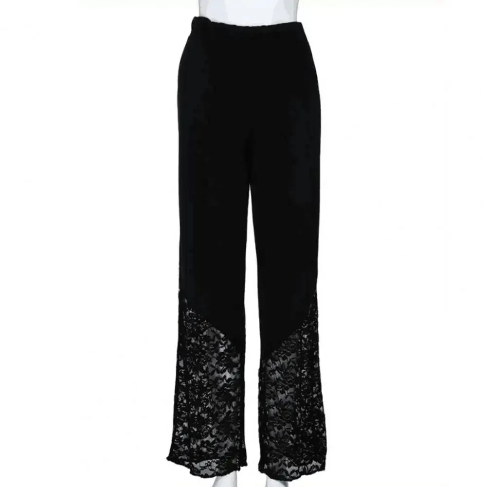 Trendy Lace Patchwork Flare Pants