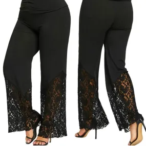 Trendy Lace Patchwork Flare Pants