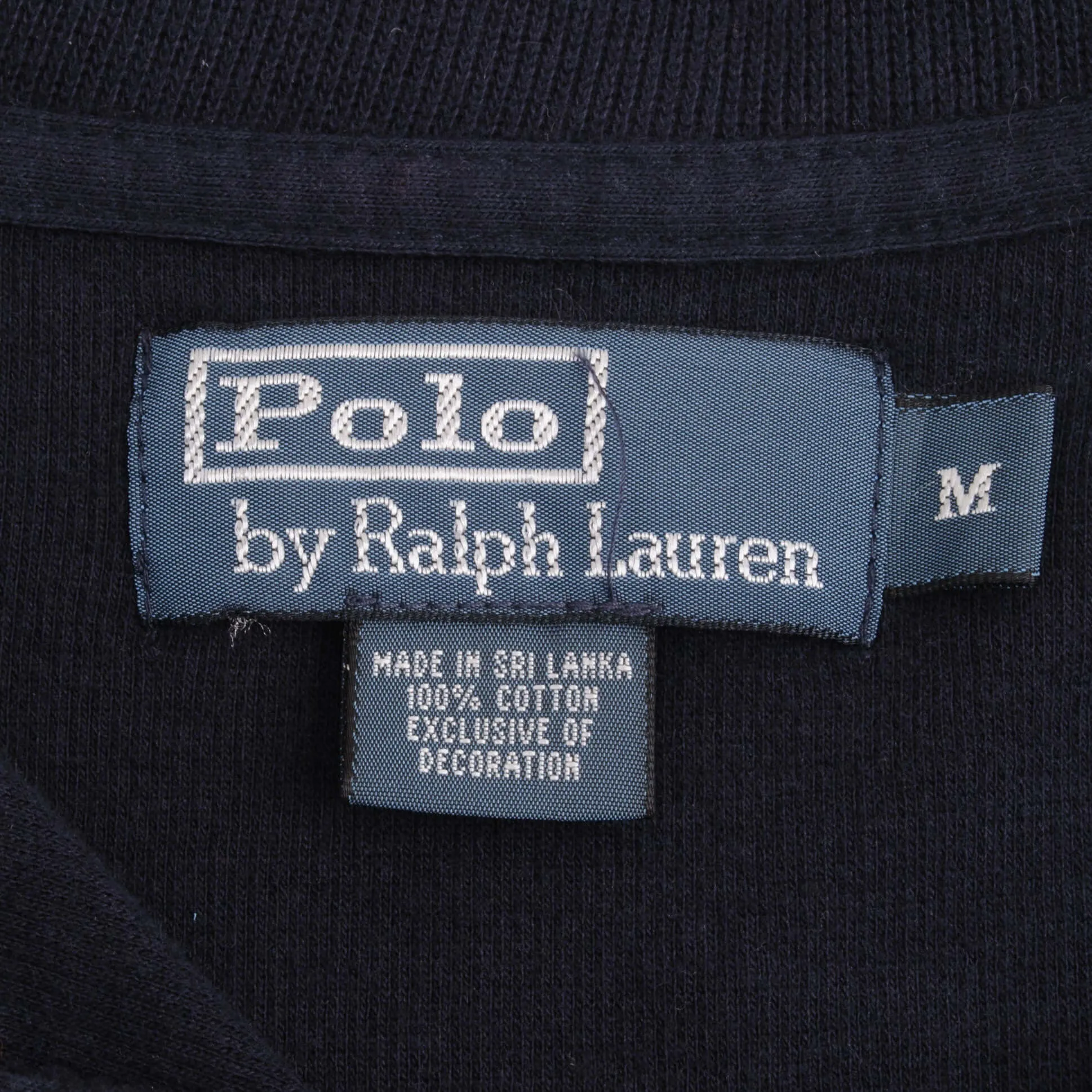 VINTAGE POLO RALPH LAUREN NAVY BLUE QUARTER 1/4 ZIP SWEATER 1990S SIZE MEDIUM