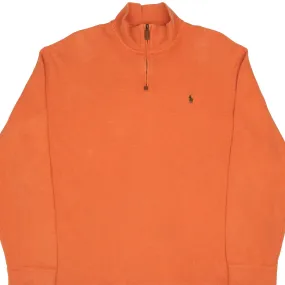 VINTAGE POLO RALPH LAUREN ORANGE QUARTER 1/4 ZIP SWEATER 1990S SIZE 2XL