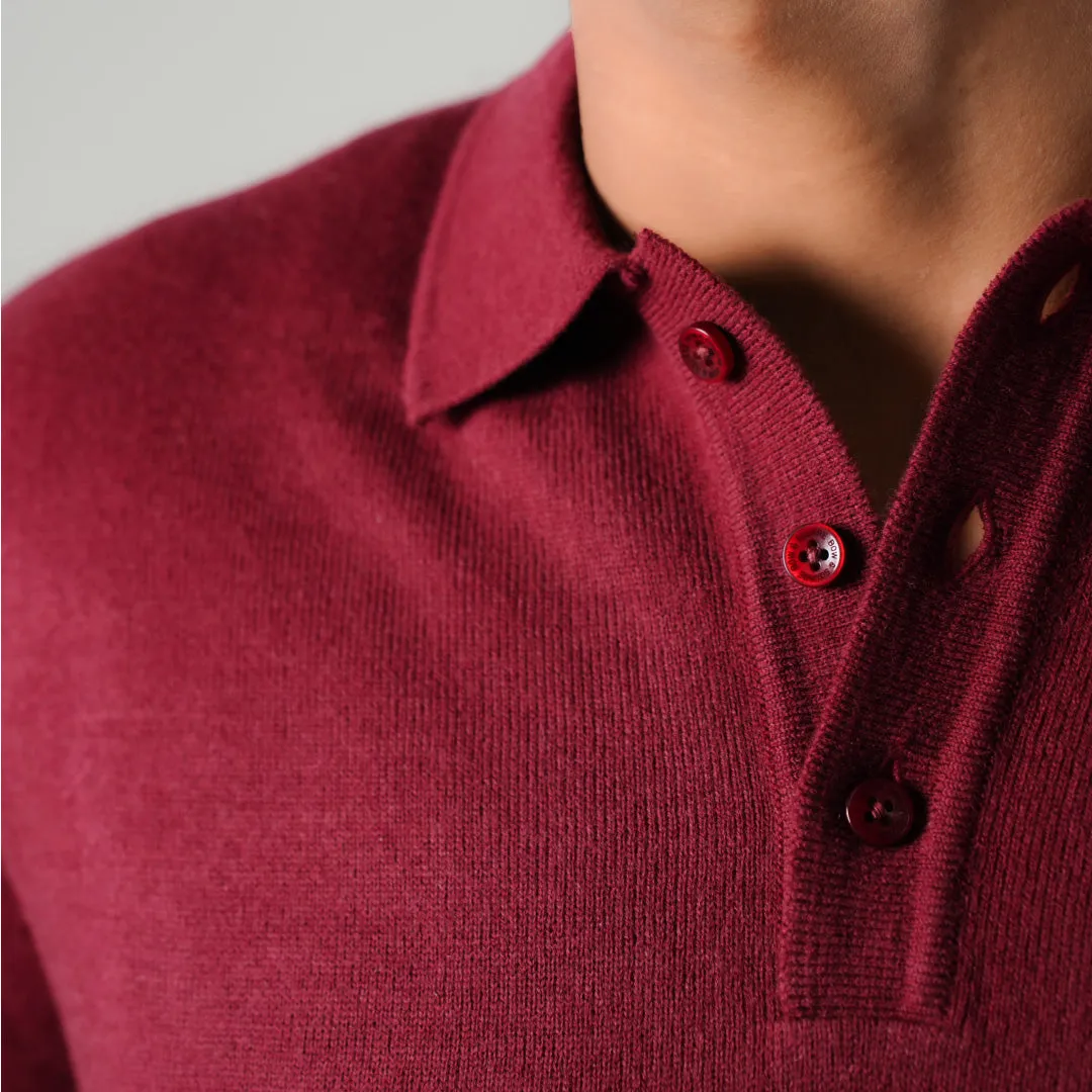 Winter Polo Sweater-Full Sleeves - Maroon