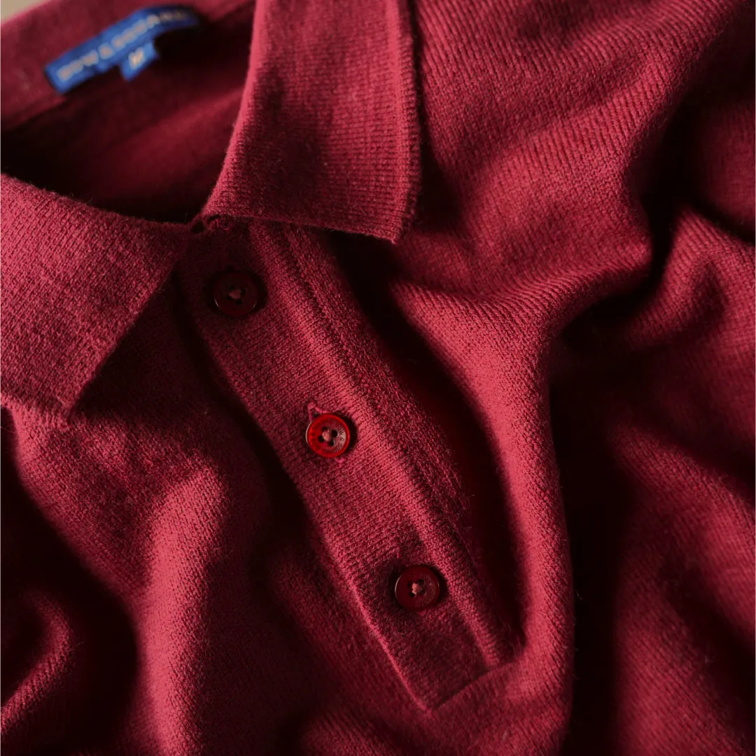 Winter Polo Sweater-Full Sleeves - Maroon