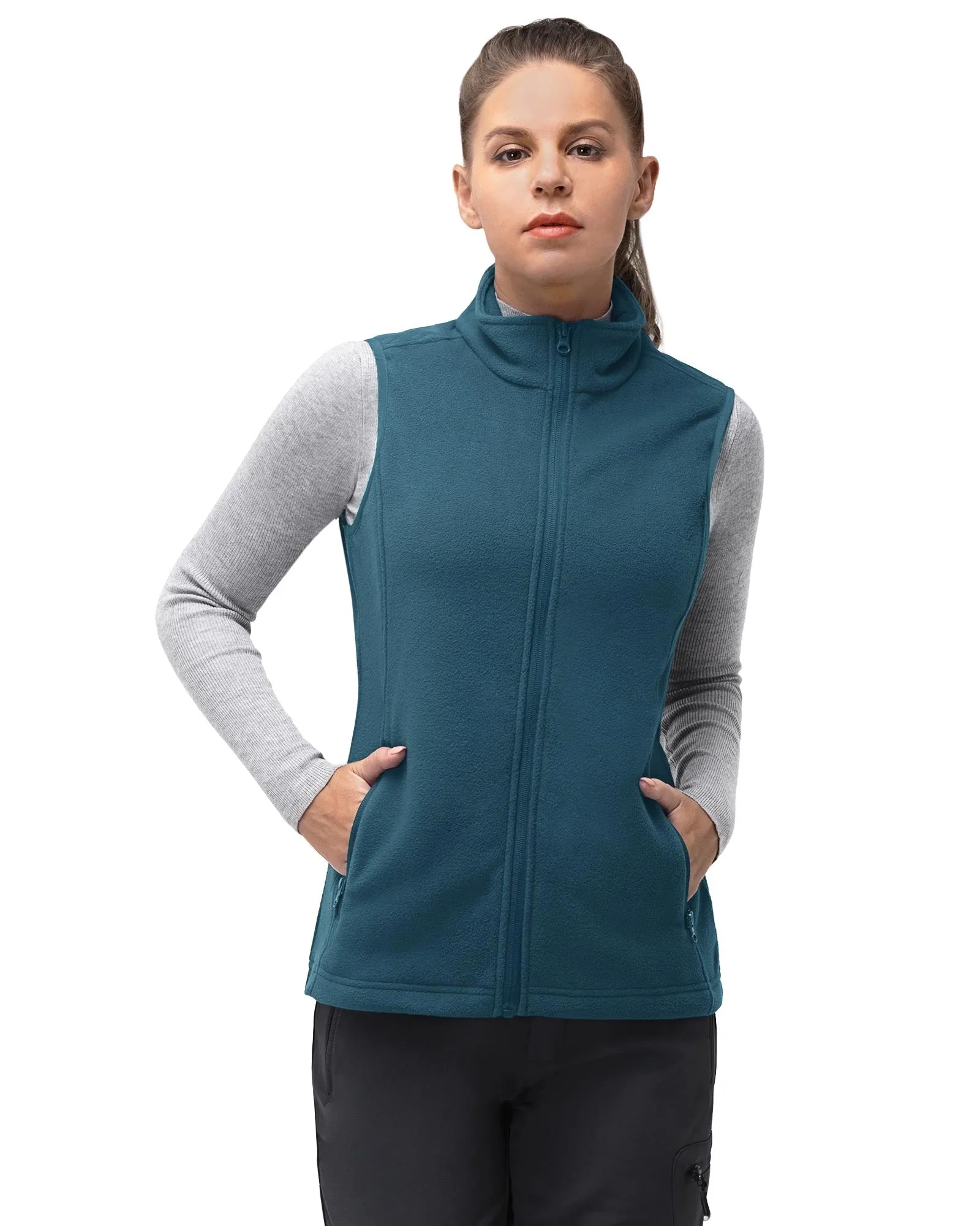 Women’s 0.82 lbs Fleece Gilet Vest Outerwear with 4 Deep Pockets