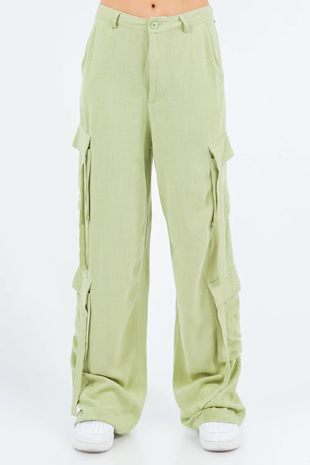 Women's American Bazi Linen Wide Leg Cargo Pants