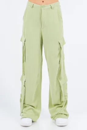 Women's American Bazi Linen Wide Leg Cargo Pants