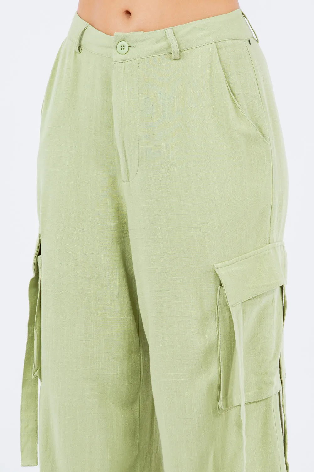 Women's American Bazi Linen Wide Leg Cargo Pants