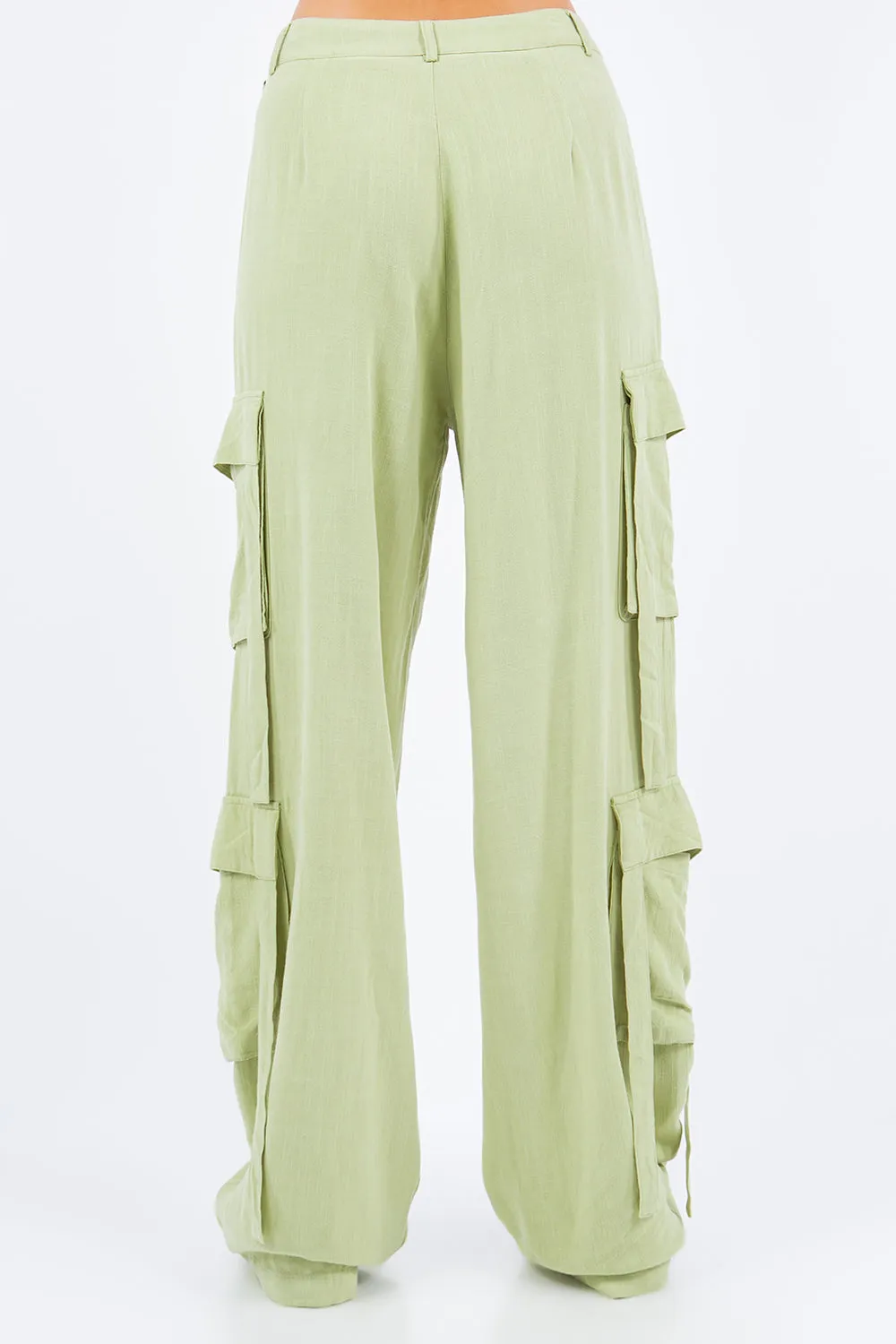 Women's American Bazi Linen Wide Leg Cargo Pants