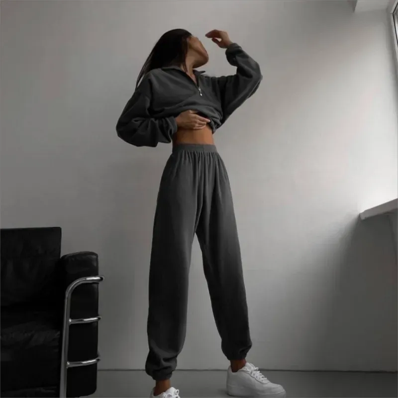 Women's Casual Long Sleeved Sweatshirt and Pants Two-piece Outfit Set