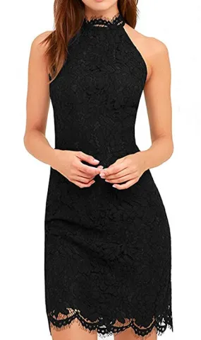 Women's Cocktail Dress High Neck Lace Dresses for Special Occasions