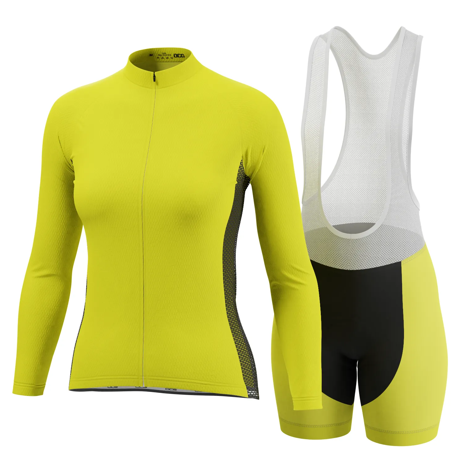 Women's High Viz With Black Accent 2 Piece Cycling Kit