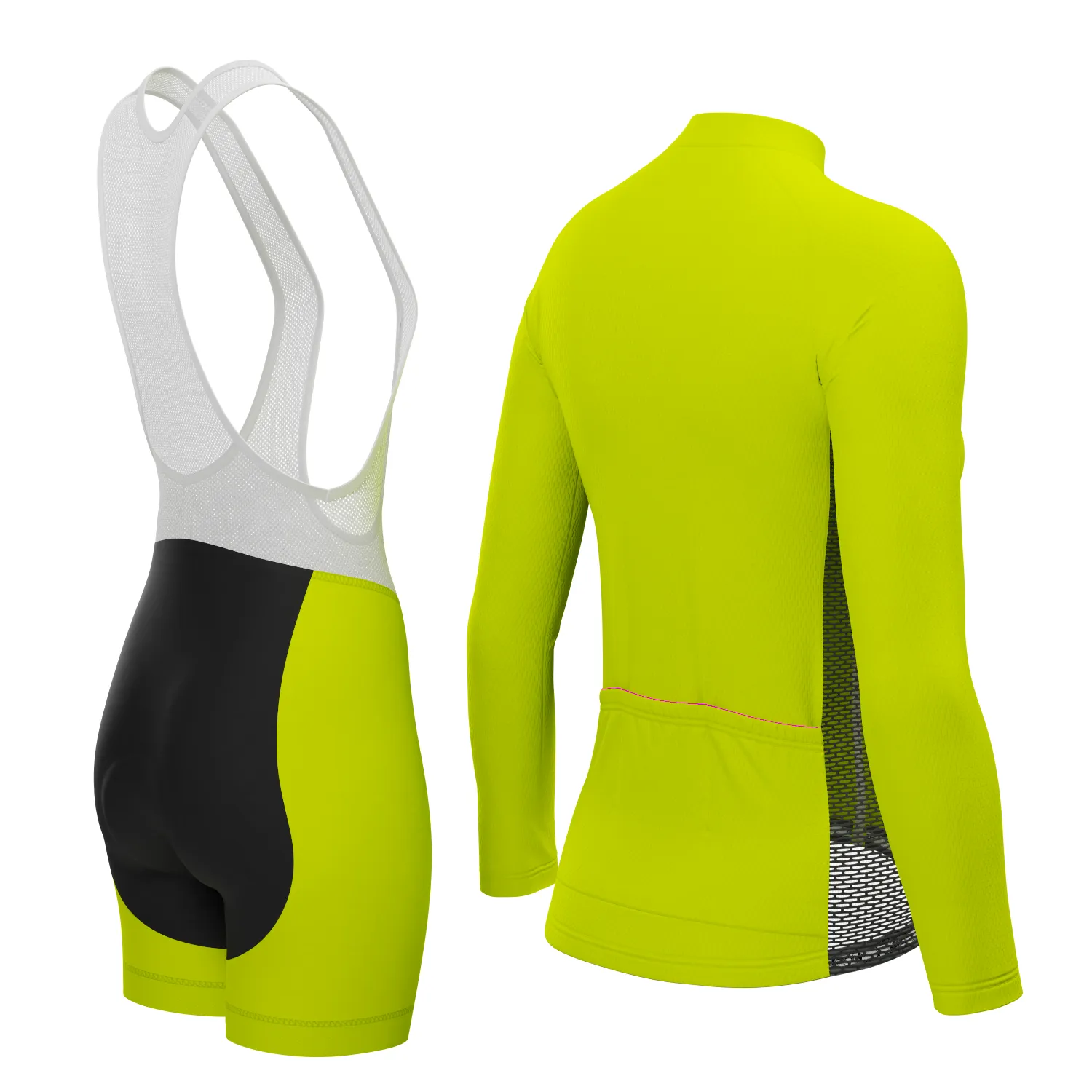 Women's High Viz With Black Accent 2 Piece Cycling Kit