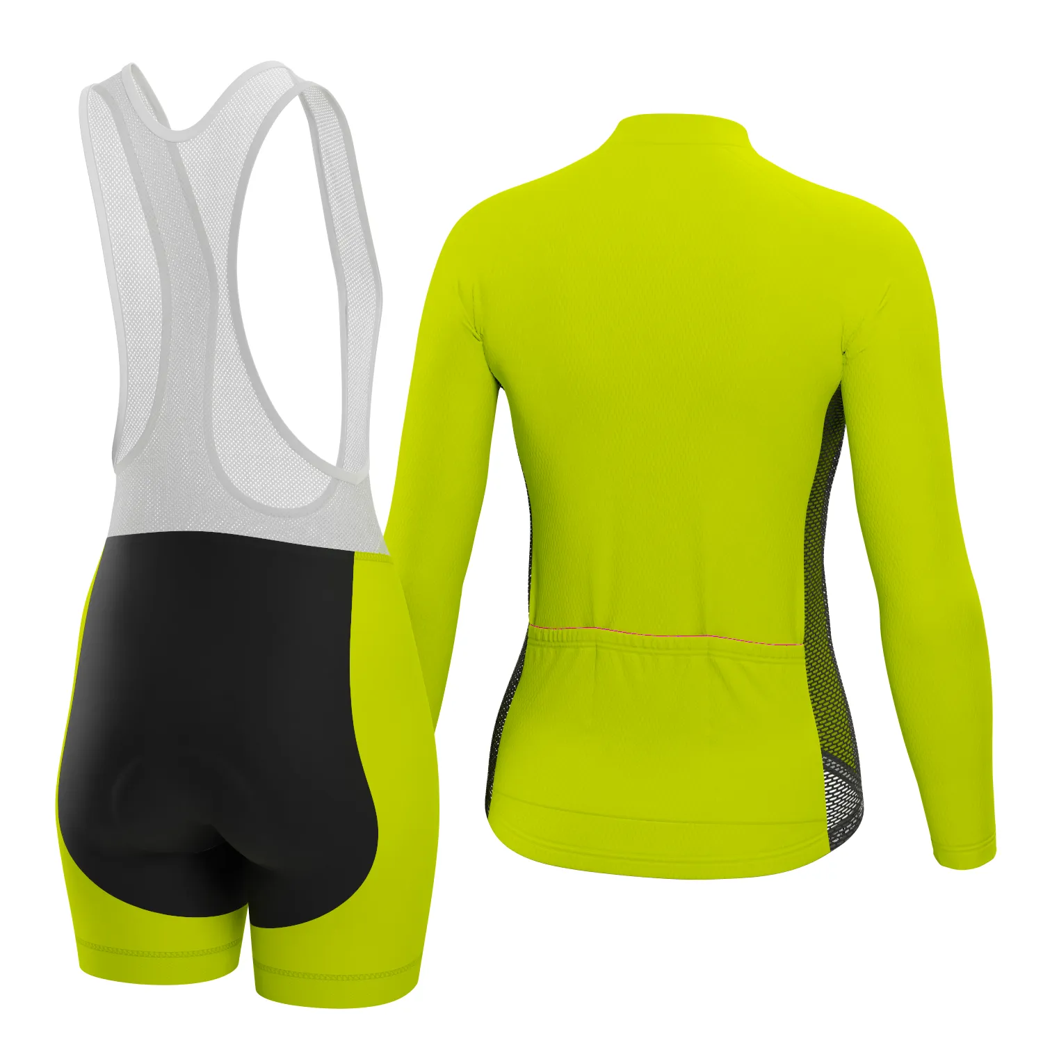 Women's High Viz With Black Accent 2 Piece Cycling Kit