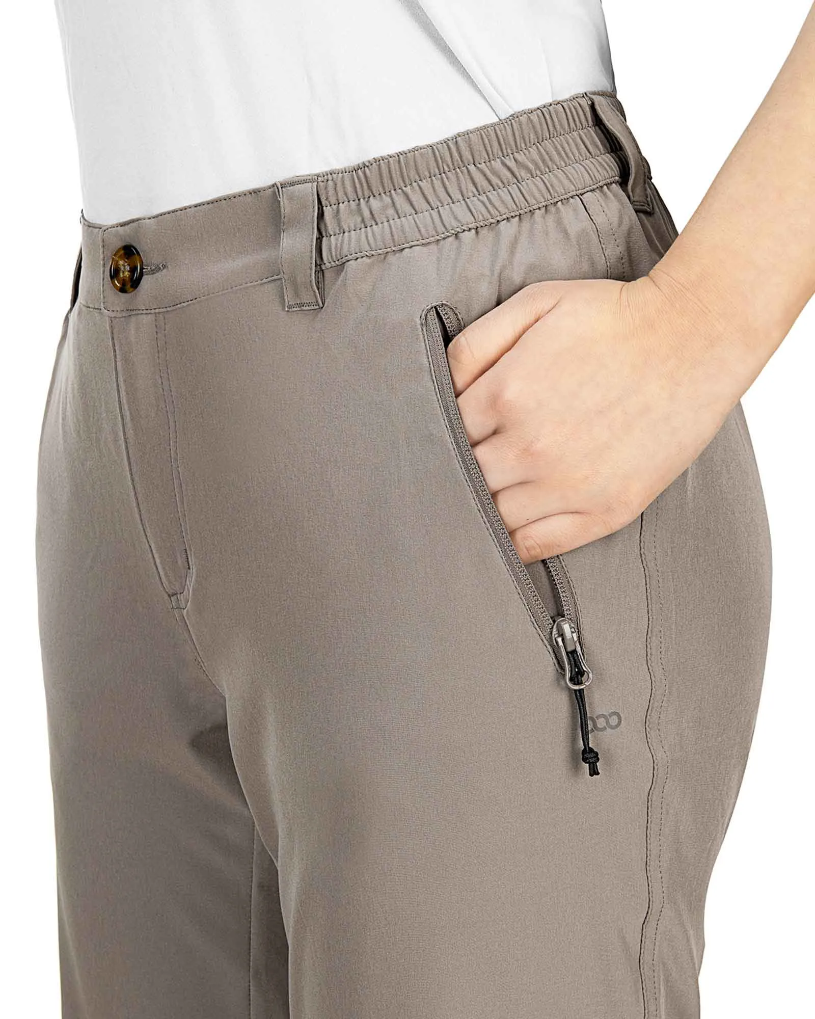 Women's UPF 50  Button-Waist 17" Capri Golf Pants with 4 Pockets