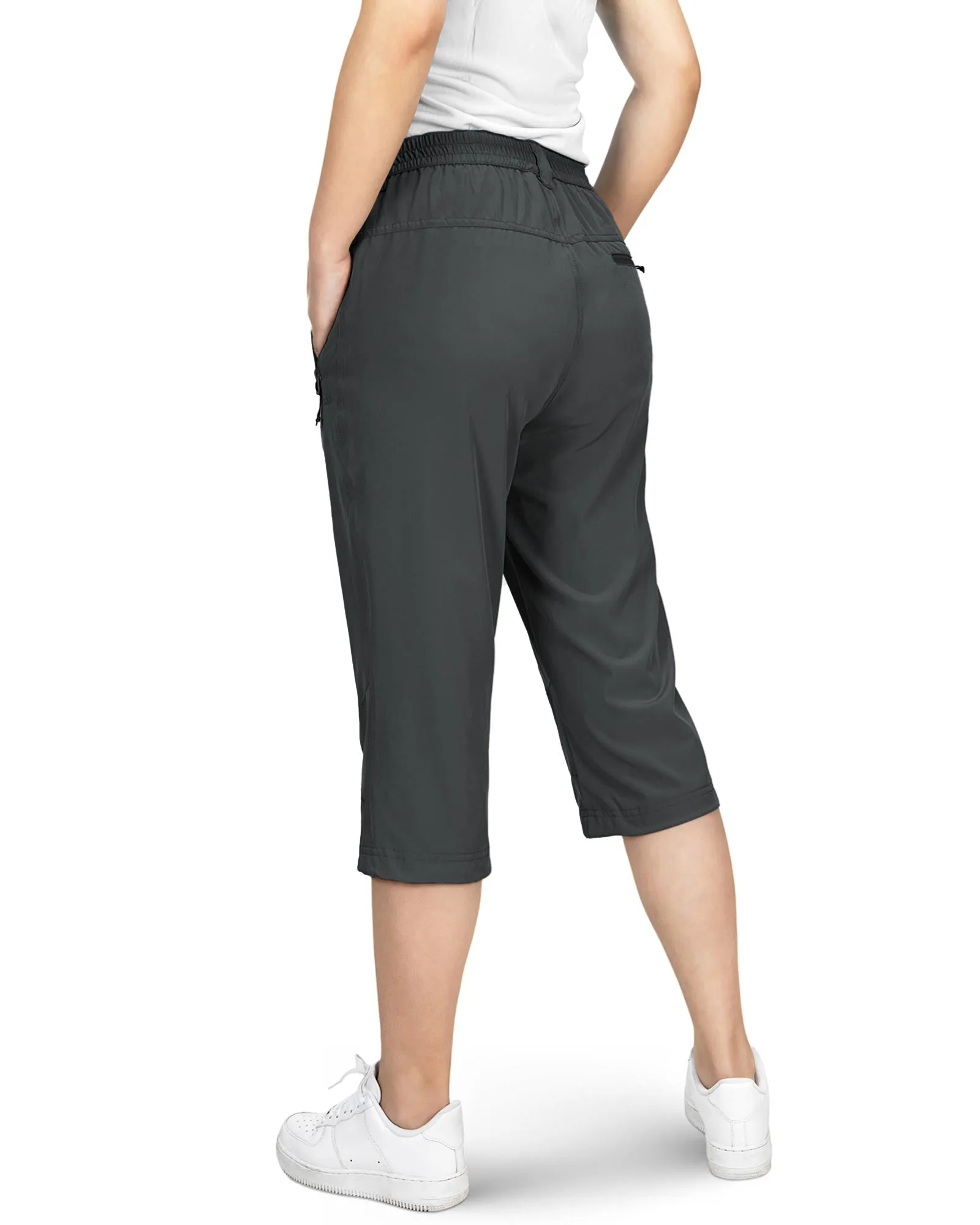 Women's UPF 50  Button-Waist 17" Capri Golf Pants with 4 Pockets