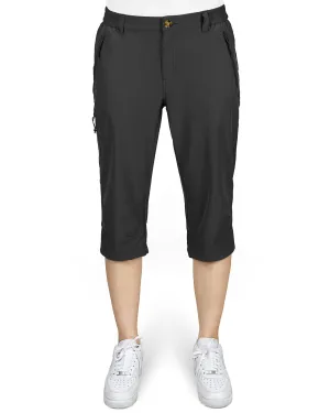 Women's UPF 50  Button-Waist 17" Capri Golf Pants with 4 Pockets