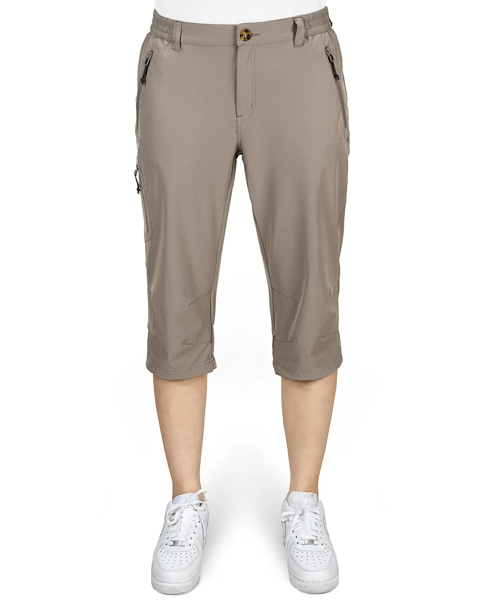 Women's UPF 50  Button-Waist 17" Capri Golf Pants with 4 Pockets