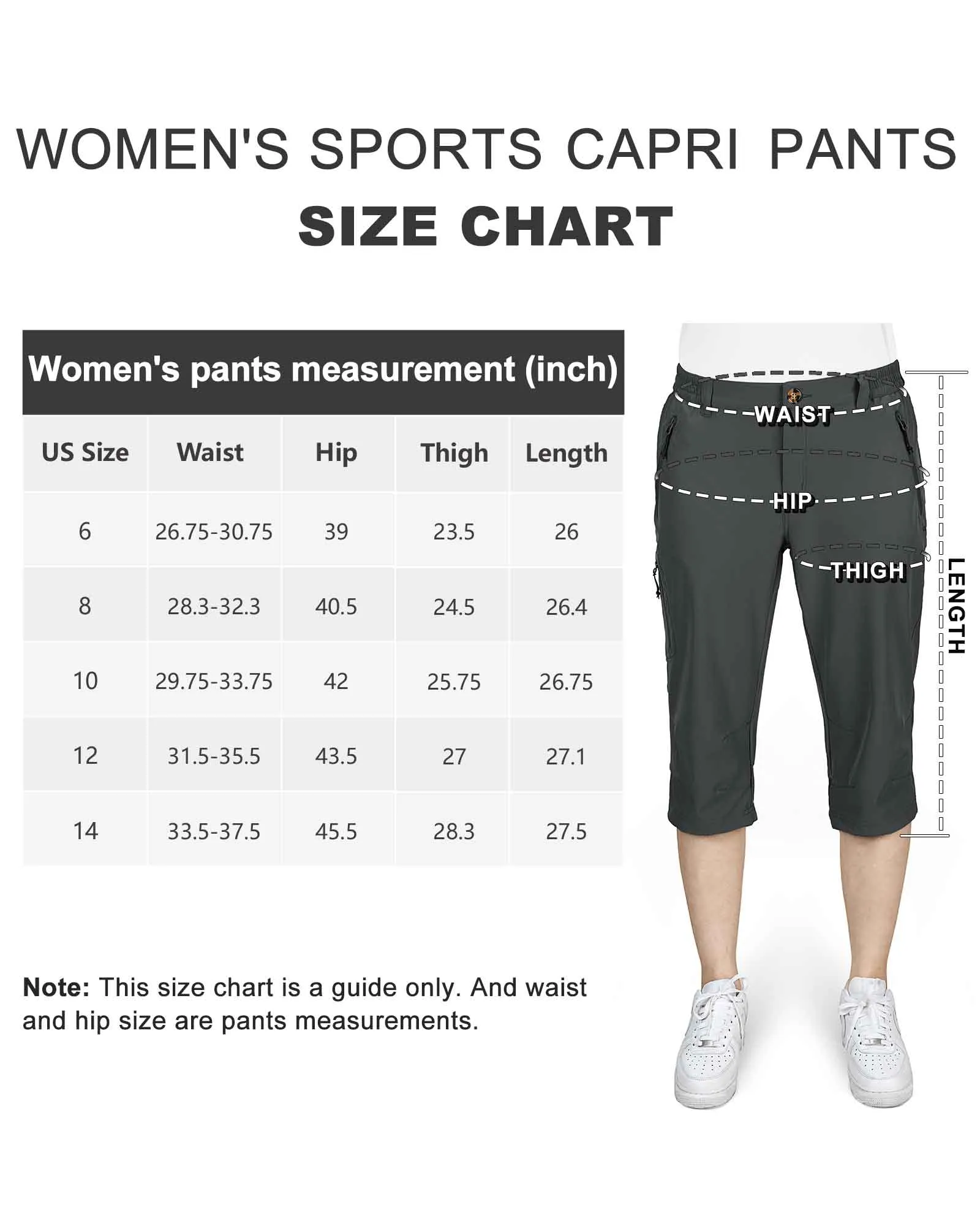 Women's UPF 50  Button-Waist 17" Capri Golf Pants with 4 Pockets