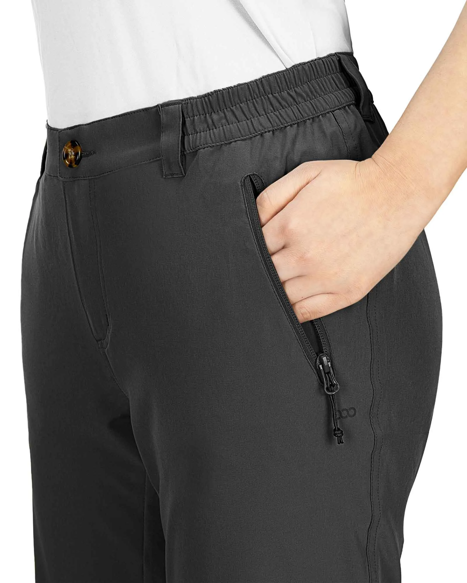 Women's UPF 50  Button-Waist 17" Capri Golf Pants with 4 Pockets