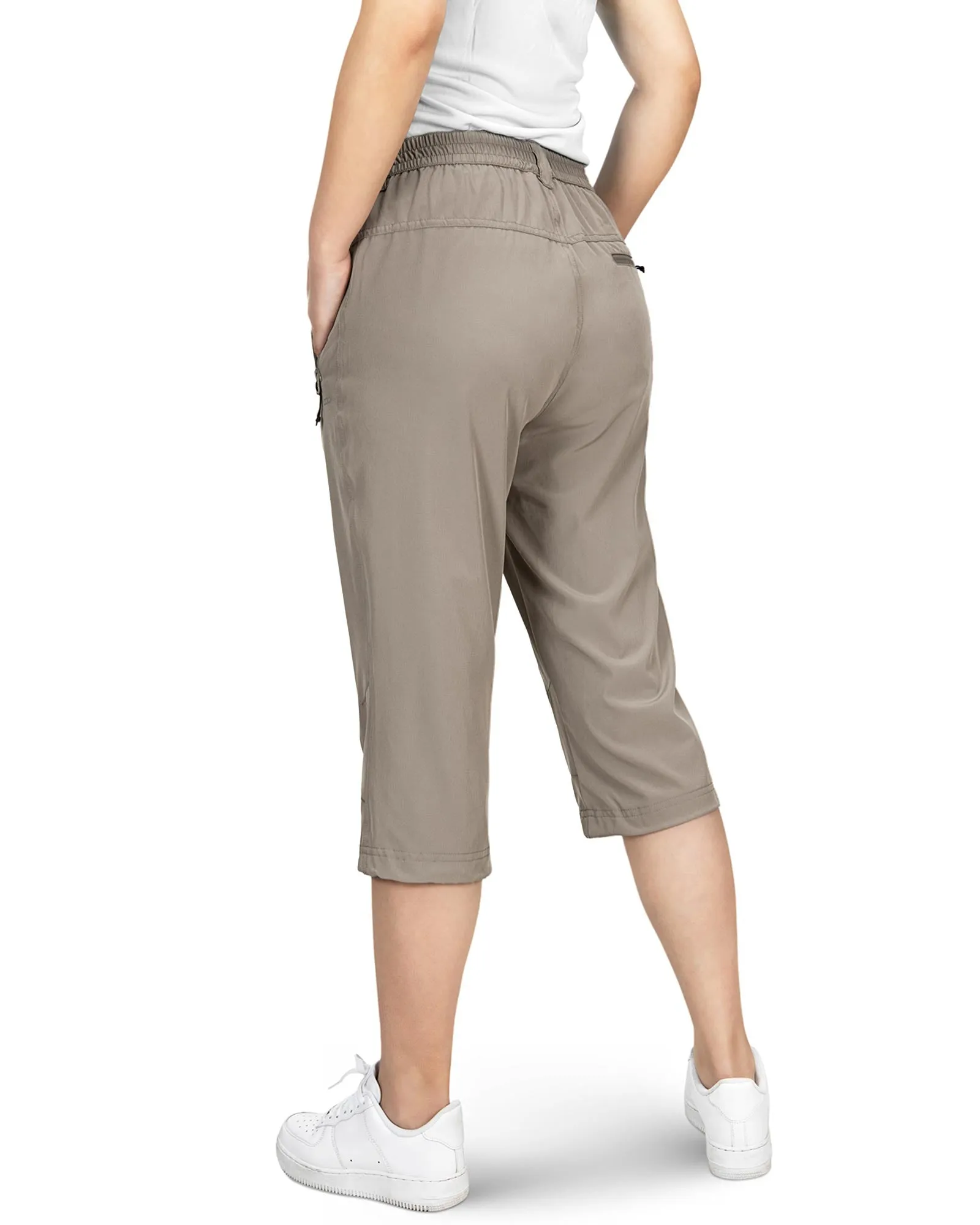 Women's UPF 50  Button-Waist 17" Capri Golf Pants with 4 Pockets