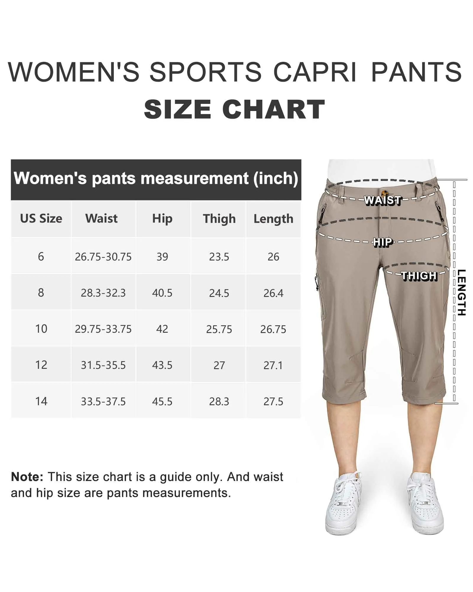 Women's UPF 50  Button-Waist 17" Capri Golf Pants with 4 Pockets